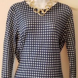 J. Crew Lightweight Navy Blue Gingham Sweater